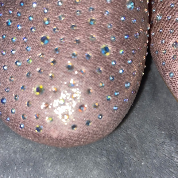Metallic Pink Ballerina Flats with Rhinestones - Picture 5 of 11